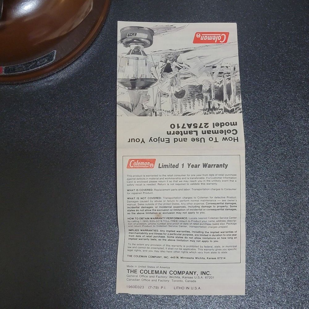 VTG Coleman‎ Double Mantle Lantern Model 275A 710 Picket Fence 2/80 RARE NOS - Picture 5 of 15
